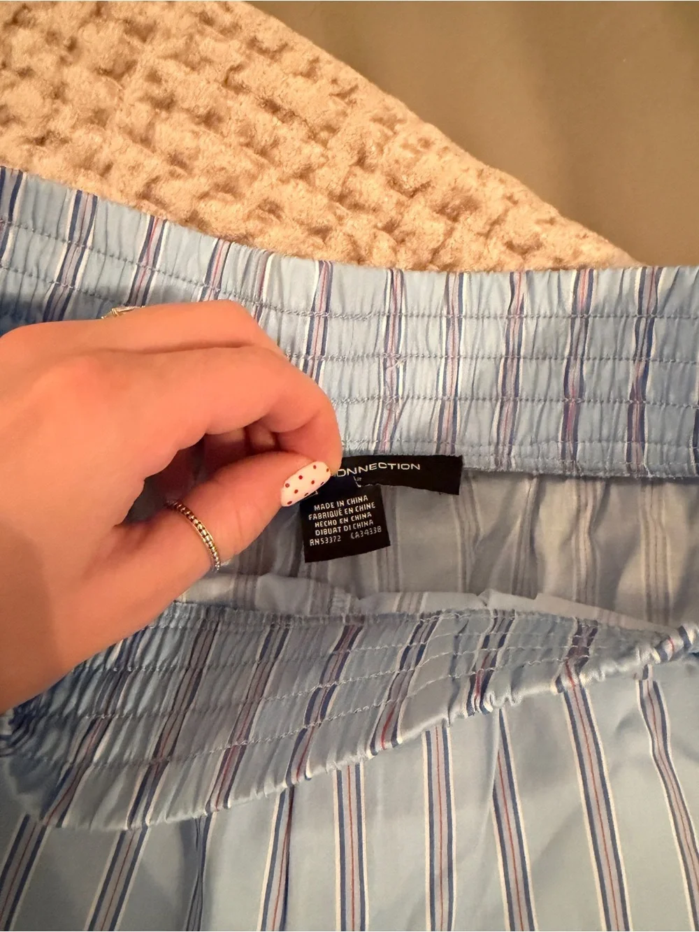 French Connection 100% Cotton Boxer Shorts Light Blue & White Striped XS